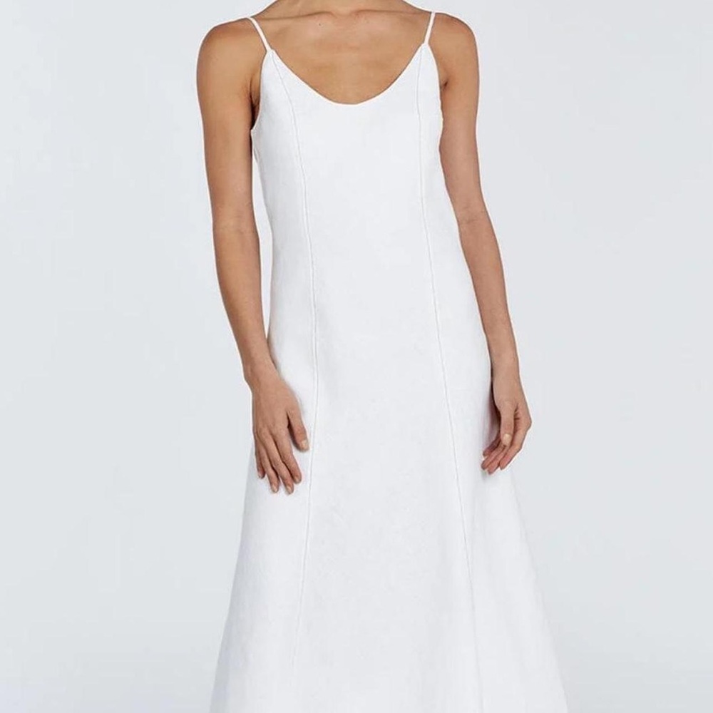 DISSH Giana White Linen Scoop Maxi Dress US 6